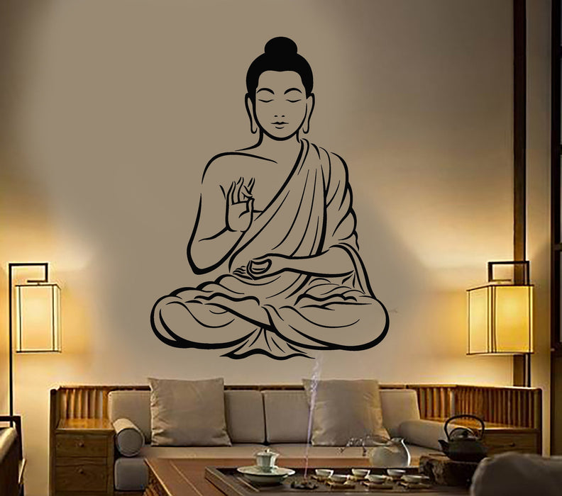 Buddha Black White , Buddhist symbol, home decoration Sticker for