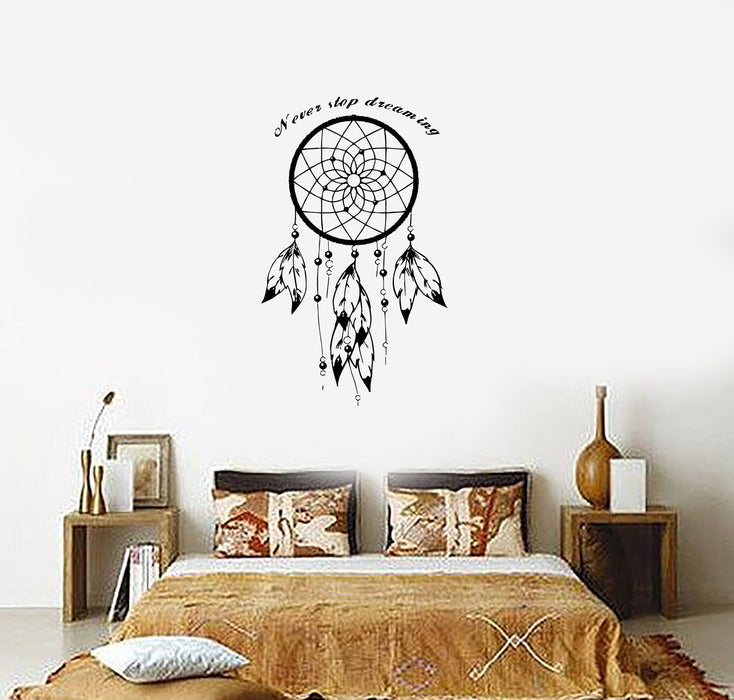 Wall Decal Dream Catcher Dreamcatcher Talisman Quote Never Stop Dreaming Unique Gift (z2783)