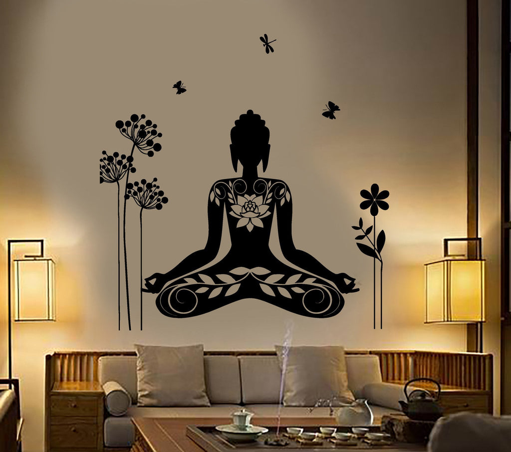Buddha, Wall Decal, Zen Decor, Spa Decor, Yoga, Wall Decor, Wall Sticker,  Wall Art, Decals, Stickers, Art Prints, Gift Sku:budstatsitstick 