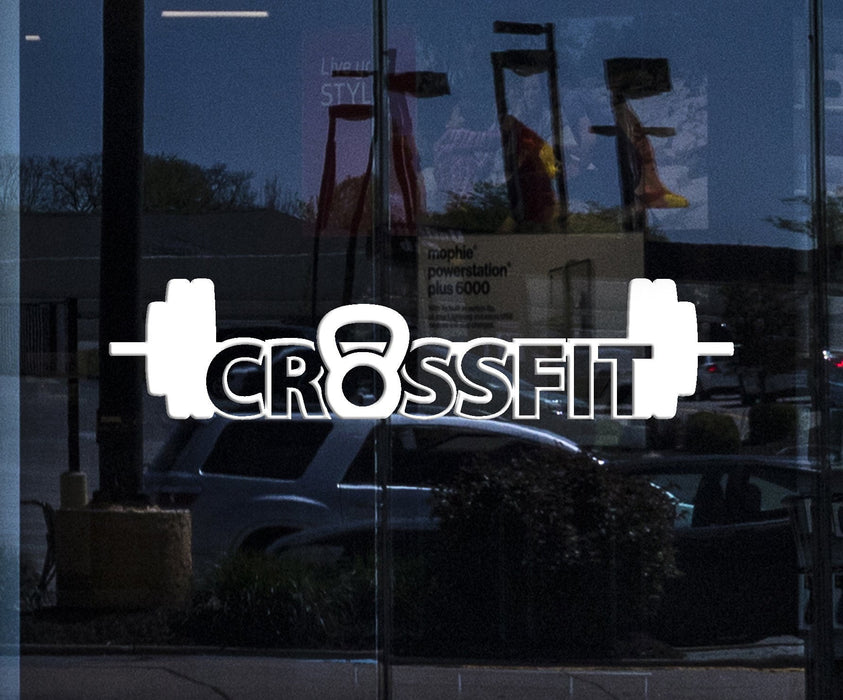 Window Sign Wall Sticker Sport Crossfit Barbell Dumbell Bodybuilding Vinyl Decal Unique Gift (z2979w)