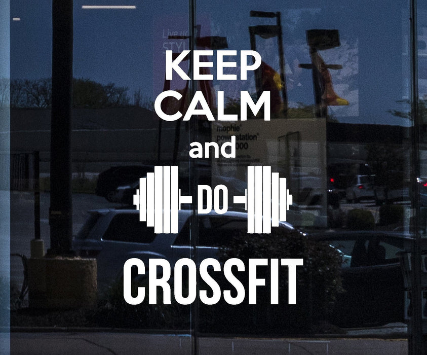 Window Sign Wall Sticker Crossfit Quote Barbell Dumbell Keep Calm Vinyl Decal Unique Gift (z2986w)