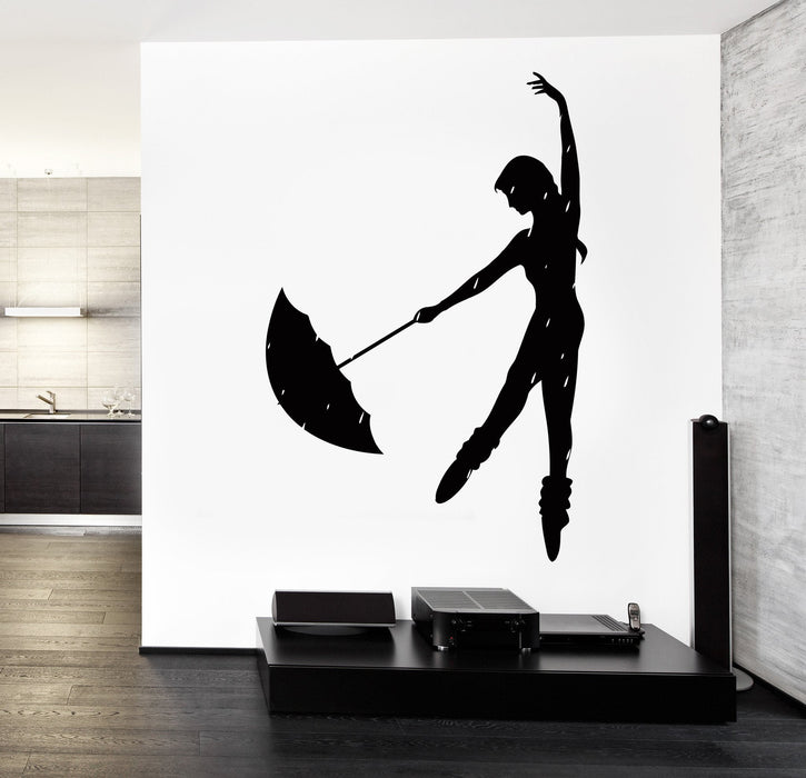 Wall Decal Romantic Vinyl Sticker Girl With Umbrella Unique Gift (z3224)