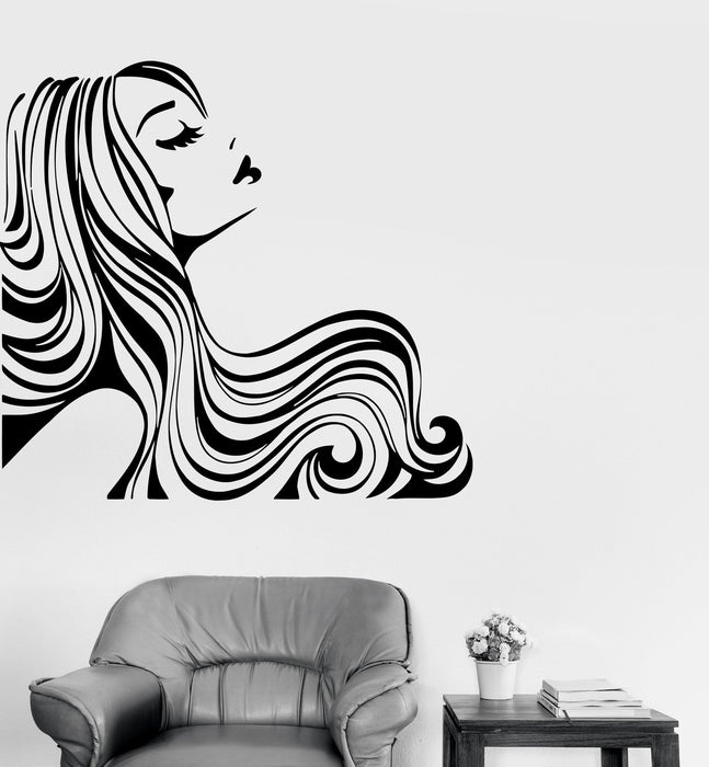 Wall Decal Woman With Sexy Hair Vinyl Sticker Unique Gift z3261