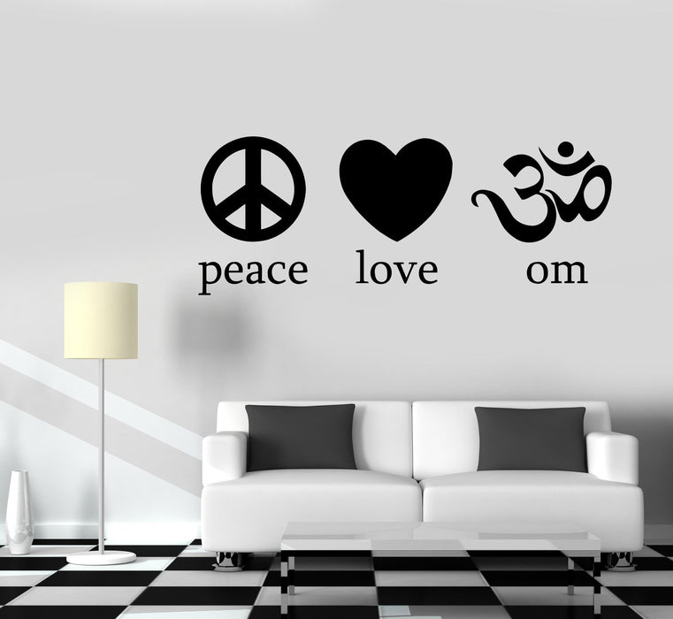 Wall Decal Yoga Buddha Peace Love Om Vinyl Sticker Unique Gift z3265