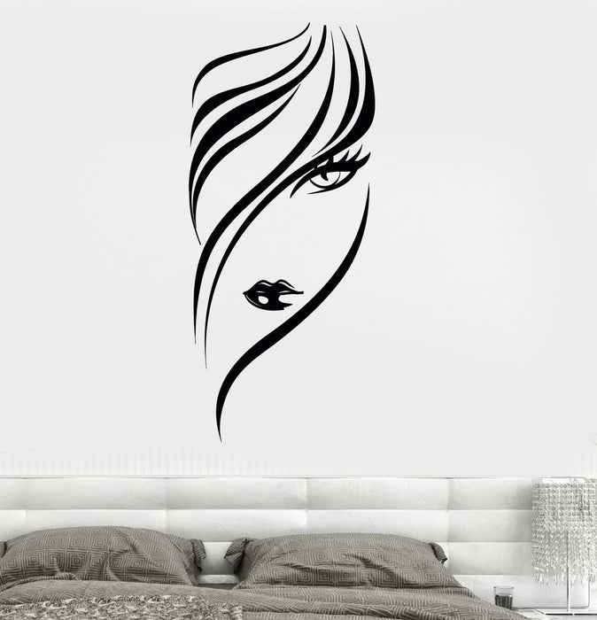 Wall Decal Sexy Girl With Cute Eyes And Hair Vinyl Sticker Unique Gift z3272