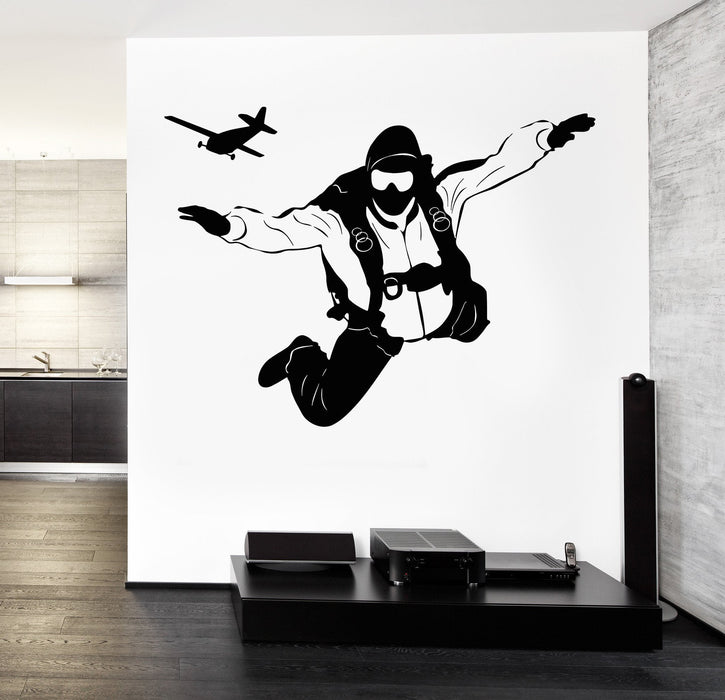 Wall Decal Parachute Jumping Extreme Sport Vinyl Sticker Unique Gift z3275