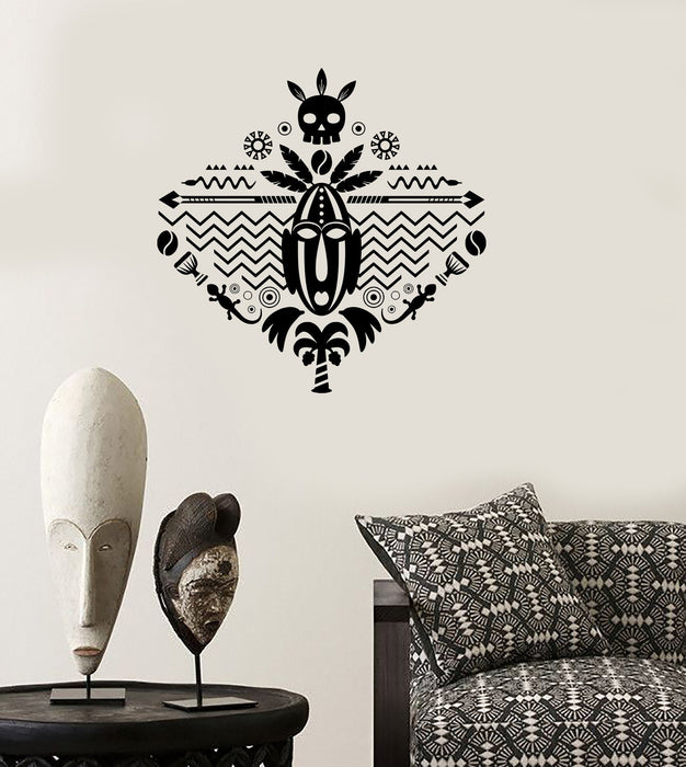Wall Decal African Mask Symbol Skull Tribal Cool Mural Vinyl Decal Unique Gift (z3323)