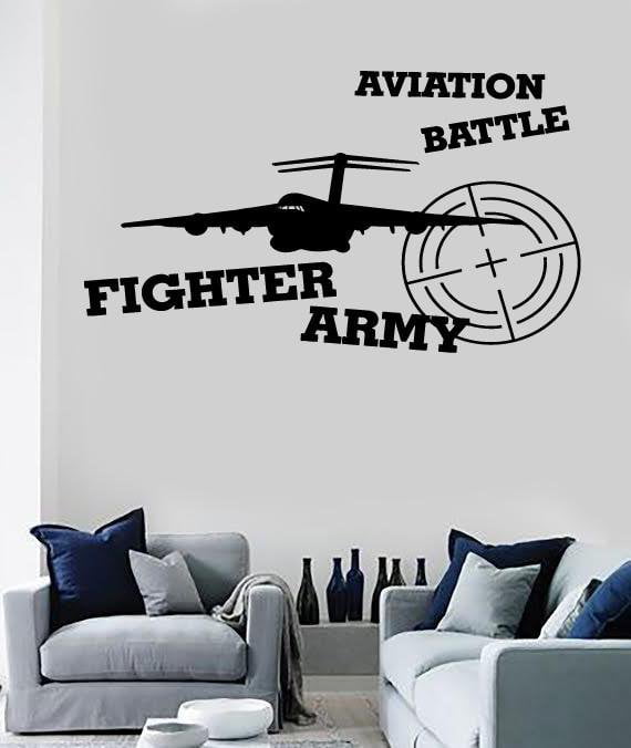 Wall Vinyl Airplane Aviation Fighter Army War Guaranteed Quality Decal Unique Gift (z3458)