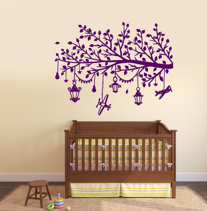 Wall Vinyl Decal Kids Room Branch With Toys Children Nursery Decor Unique Gift (z3650)