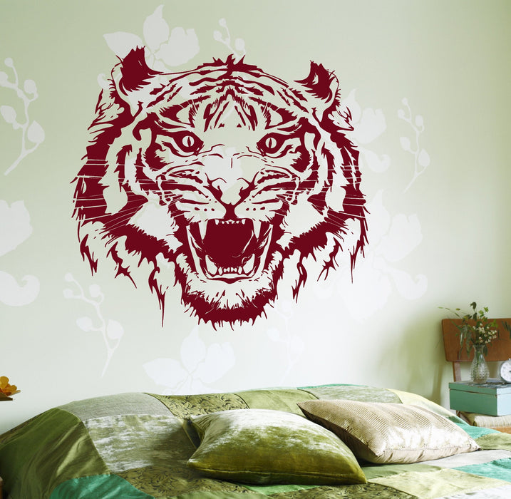 Wall Vinyl Decal Roar Tigers Head Ethnic Jungle Decor For Living Room Unique Gift z3657