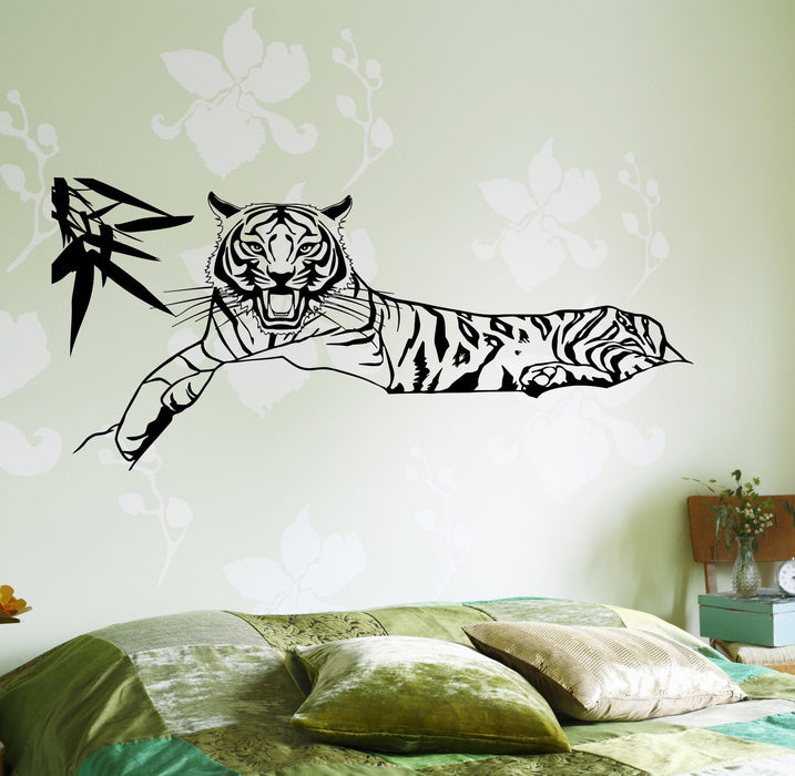 Wall Vinyl Decal Tiger In A Bushes Jungle African Decor Unique Gift z3662