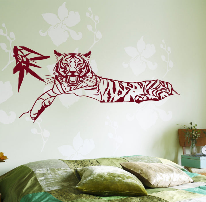 Wall Vinyl Decal Tiger In A Bushes Jungle African Decor Unique Gift z3662