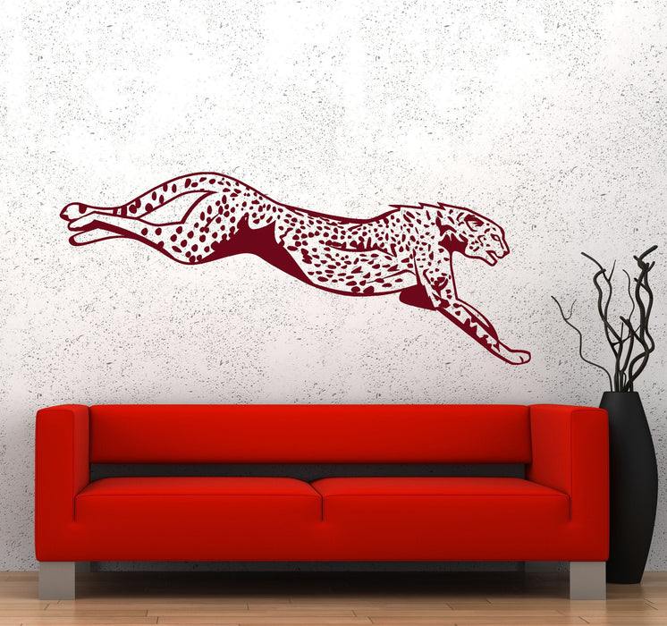 Wall Vinyl Decal Cheetah Leopard Tiger Jumping Hunting Decor Unique Gift z3667