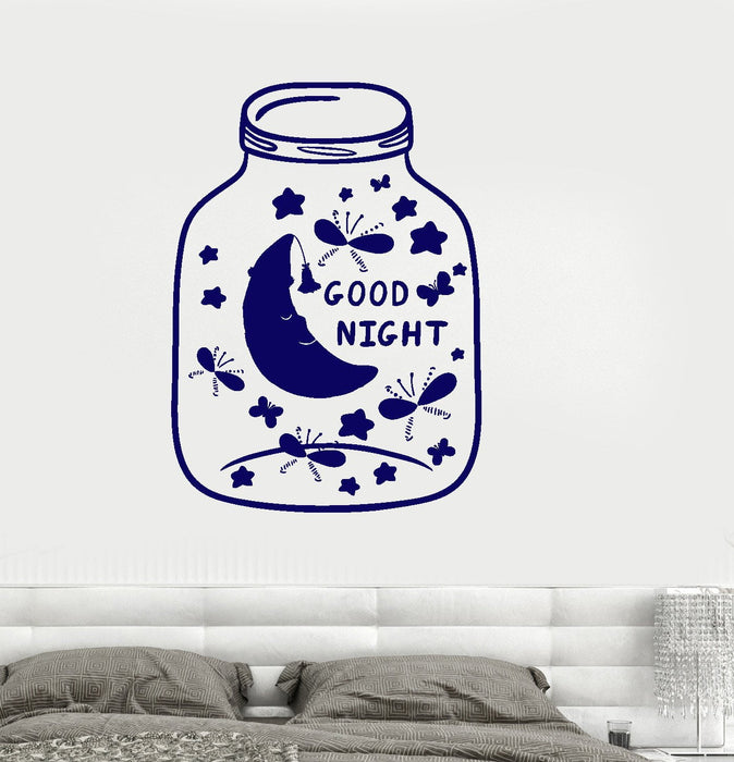 Wall Vinyl Decal Nursery Kids Room Quote Good Night Moon Star Decor Unique Gift z3676