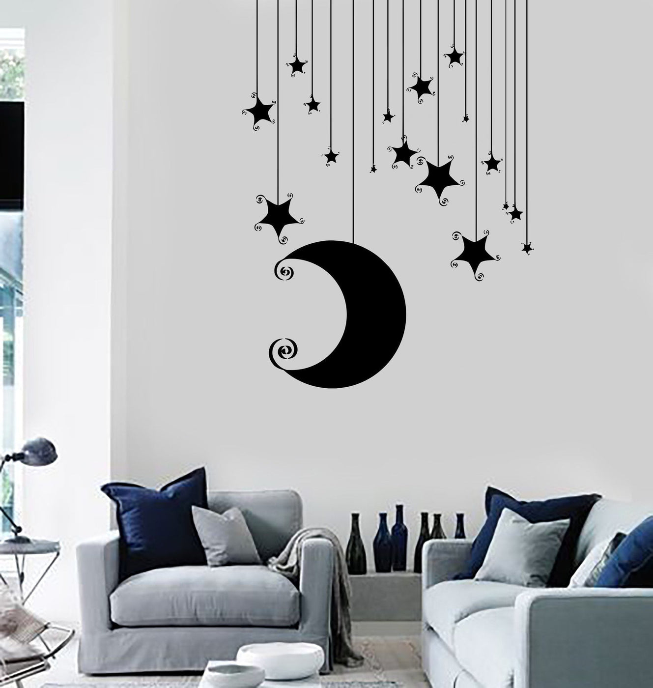 Wall Vinyl Decal Nusery Room Moon Stars Baby Kids Mural Unique Gift z3 ...