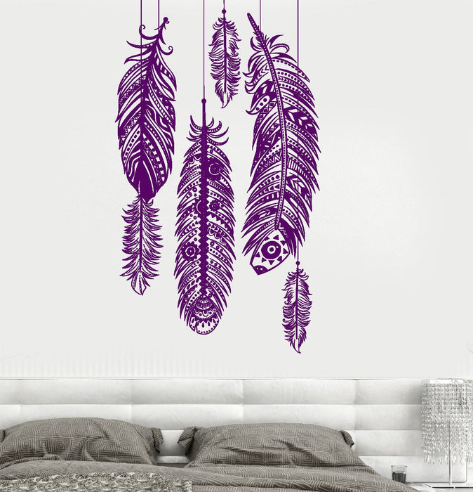 Wall Vinyl Decal Feather Romantic Bedroom Guaranteed Quality Decor Unique Gift z3687