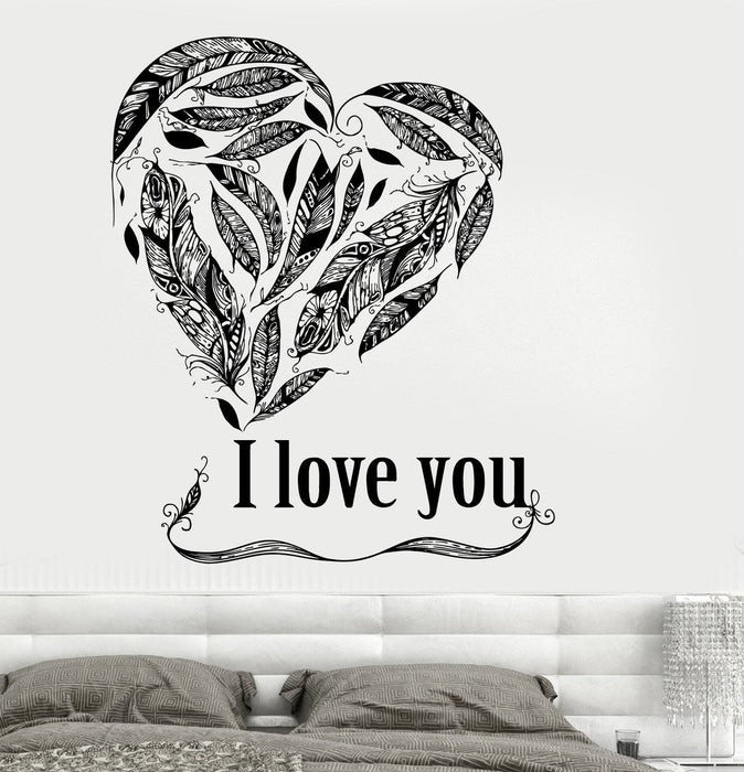 Wall Vinyl Decal Heart Dremcatcher I Love You Quote Romantic Unique Gift z3691