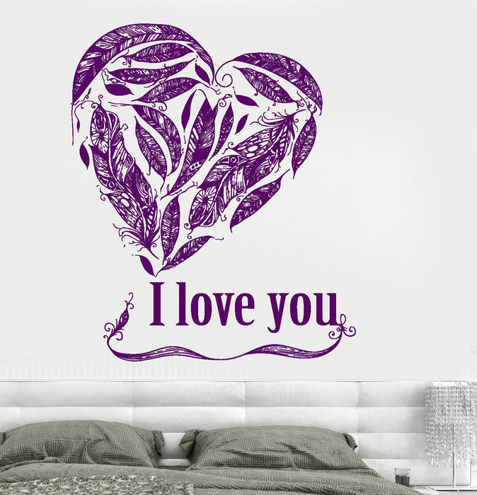 Wall Vinyl Decal Heart Dremcatcher I Love You Quote Romantic Unique Gift z3691