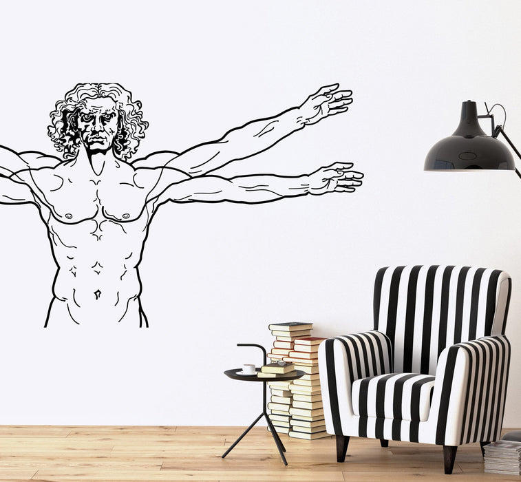 Wall Vinyl Decal Virtuvian Man Leonardo Da Vinci Italy Decor Unique Gift z3715