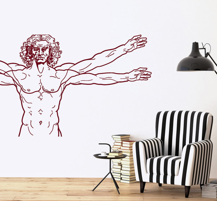 Wall Vinyl Decal Virtuvian Man Leonardo Da Vinci Italy Decor Unique Gift z3715