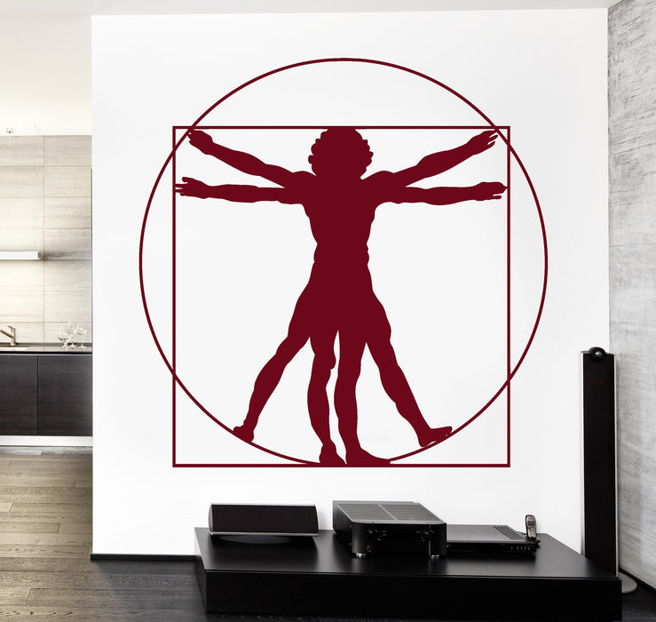 Wall Vinyl Decal Lenardo Da Vinci Itlaly Italian Virtuivian Man Decor Unique Gift z3717