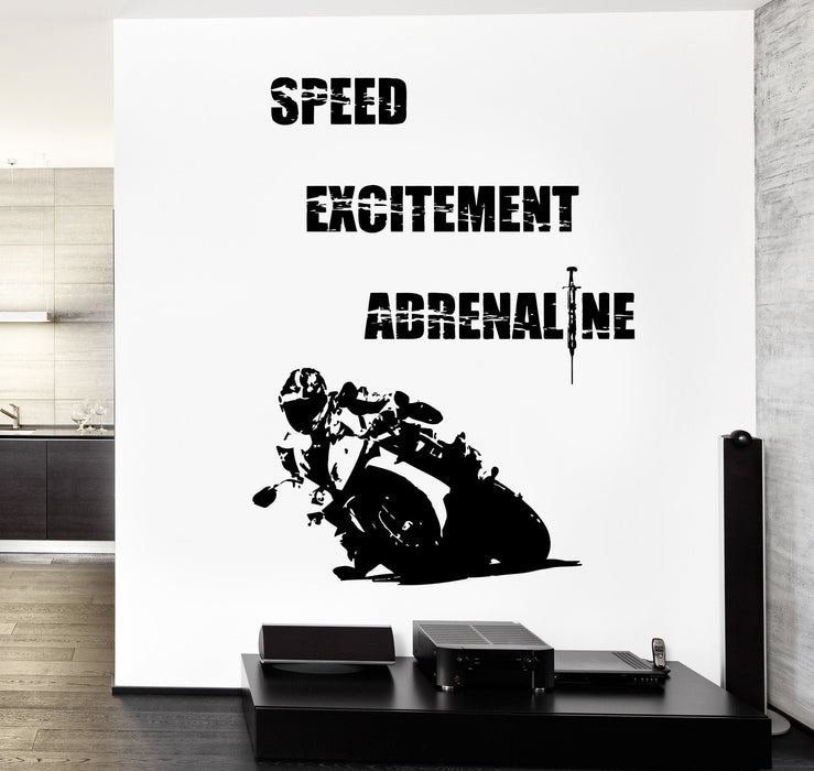 Wall Vinyl Bike Biker Speed Exitement Adrenaline Decor Unique Gift z3741