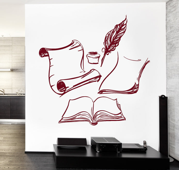 Wall Vinyl Decal Writing Literature Pen And Paper Decor Unique Gift z3780