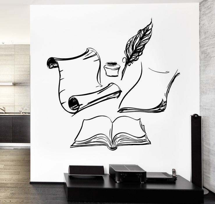 Wall Vinyl Decal Writing Literature Pen And Paper Decor Unique Gift z3780