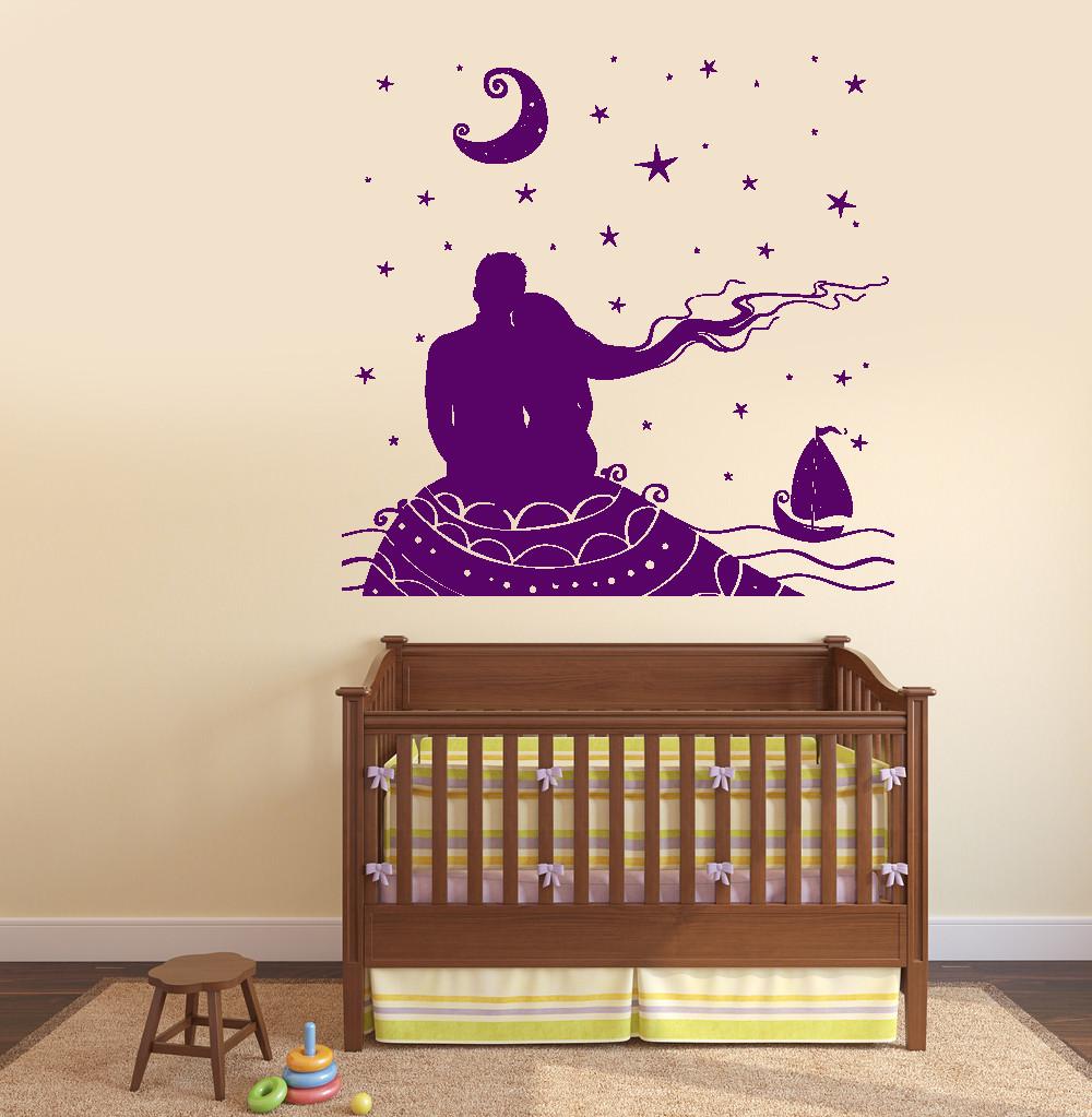 Wall Vinyl Decal Love Couple Night Sky Star Island Romantic Decor Uniq ...