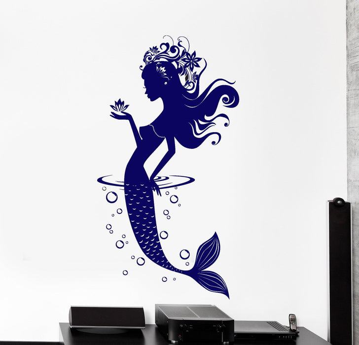 Wall Vinyl Decal Mermaid Ocean Sea Marine Fairy Tale Bathroom Decor Unique Gift z3807