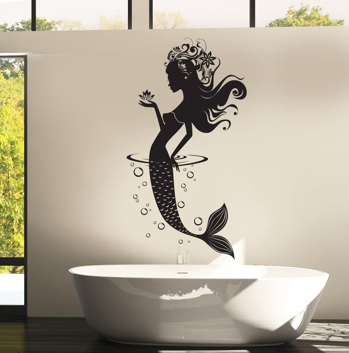 Wall Vinyl Decal Mermaid Ocean Sea Marine Fairy Tale Bathroom Decor Unique Gift z3807