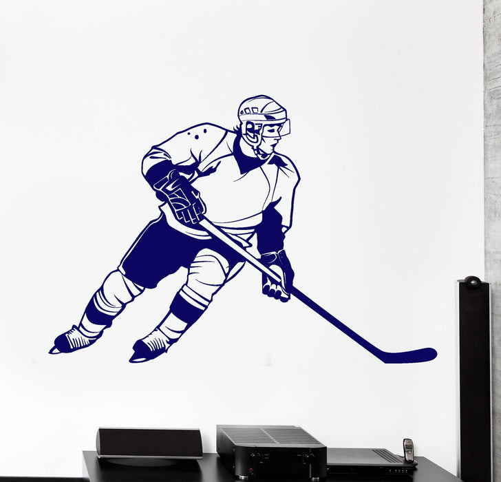 Wall Vinyl Decal Hockey Player Winter Sport Cool Decor Unique Gift z3826