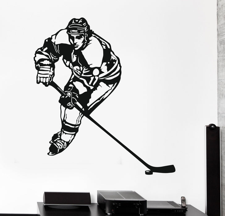 Wall Vinyl Decal Hockey Winter Sport Cool Decor Unique Gift z3827