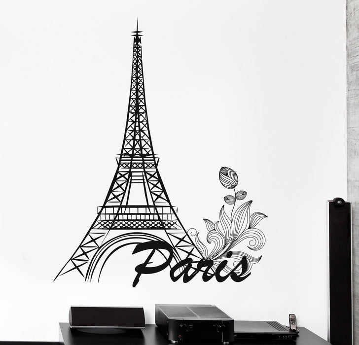 Wall Vinyl Paris Romantic Eiffel Tower France Bedroom Decor Unique Gift z3828