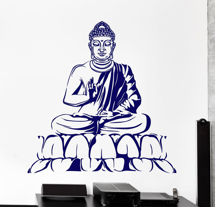 Wall Vinyl Buddha Buddhism Yoga Mediation Om Decor Unique Gift z3831