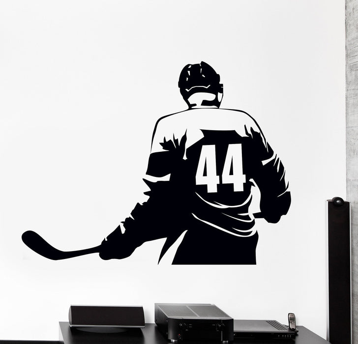 Wall Vinyl Decor Make Your Own Custom Decal Hockey Player Winter Sport  Unique Gift z3832