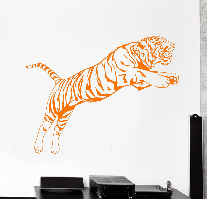 Wall Vinyl Decal Jumping Tiger Jungle Predator Africa Decor Unique Gift z3833