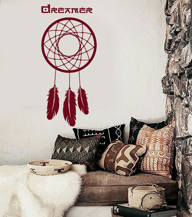 Wall Vinyl Decal Drem Catcher Dreamcatcher Amulet Ornament Decor Unique Gift z3891