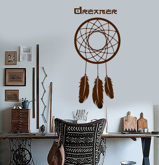 Wall Vinyl Decal Drem Catcher Dreamcatcher Amulet Ornament Decor Unique Gift z3891