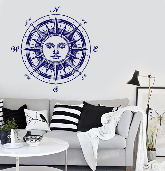 Wall Vinyl Decal Compass Sun Middle Ages Cool Modern Decor Unique Gift z3896