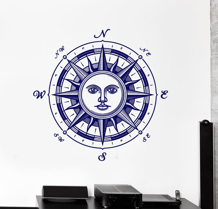 Wall Vinyl Decal Compass Sun Middle Ages Cool Modern Decor Unique Gift z3896