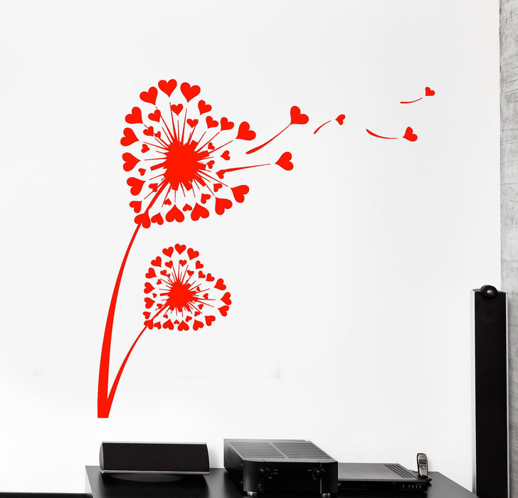 Wall Vinyl Decl Dandelion Love Heart Floral Flower Modern Decor Unique Gift z3900