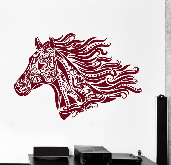 Wall Vinyl Decal Horse Floral Pattern Animal Talisman Decor Unique Gift z3913