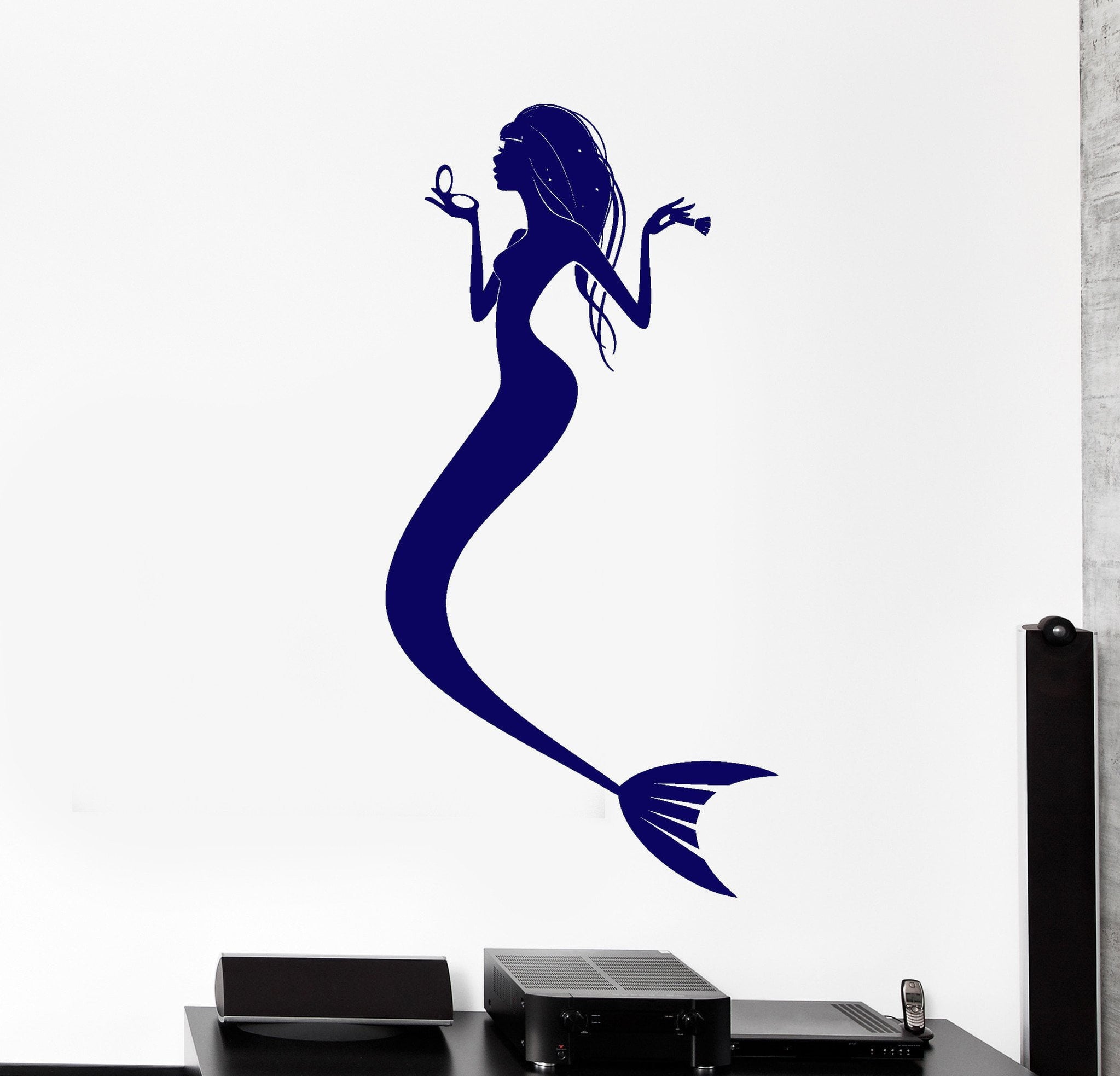 Wall Vinyl Decal Mermaid Marine Ocean Sea Bathroom Decor Unique Gift z ...