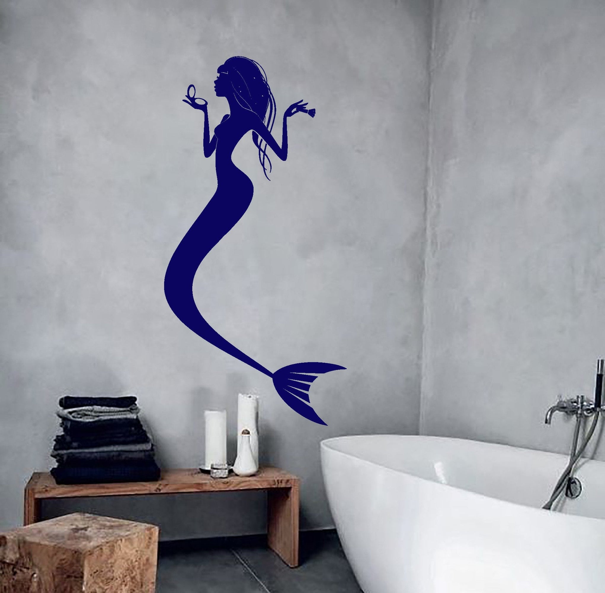 Wall Vinyl Decal Mermaid Marine Ocean Sea Bathroom Decor Unique Gift z ...