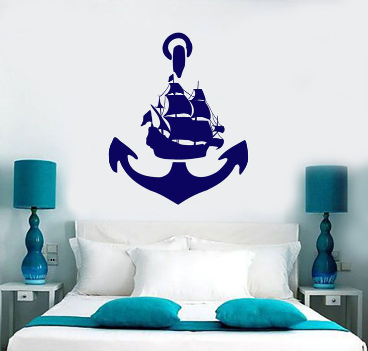 Wall Vinyl Decal Anchor Ship Yacht Marine Sea Decor Unique Gift z3948