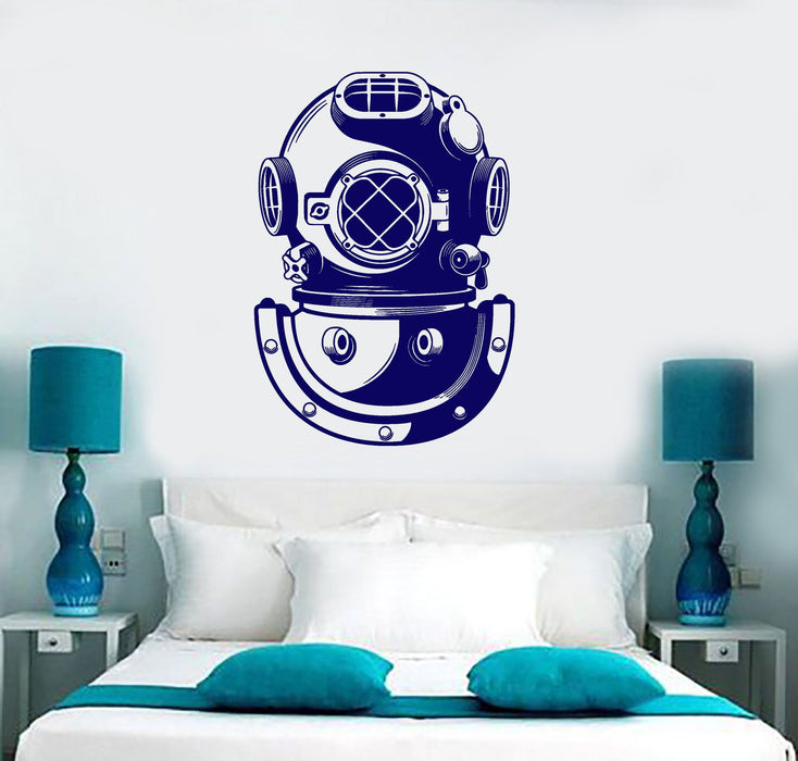 Wall Vinyl Decal Underwater Diving Helmet Sea Ocean Marine Decor Unique Gift z3949