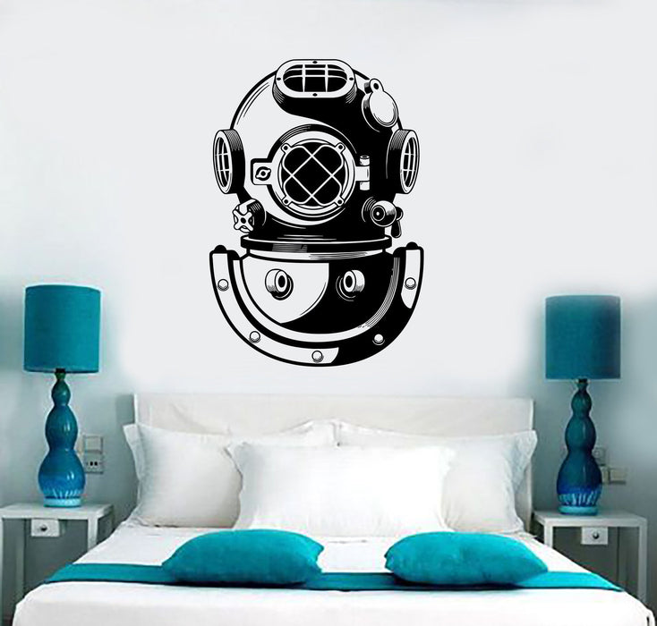 Wall Vinyl Decal Underwater Diving Helmet Sea Ocean Marine Decor Unique Gift z3949