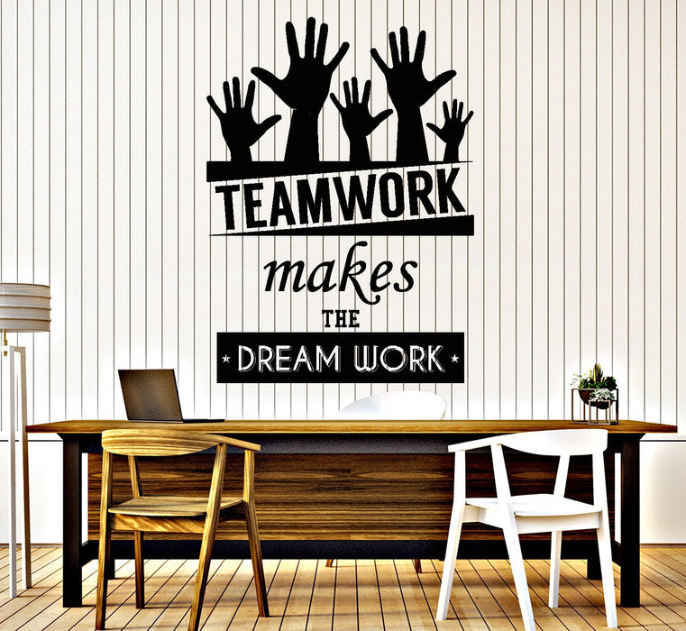Cool Vinyl Decal Wall Sticker Office Quote Teamwork Makes The Dreamwork Decor Unique Gift (z3955)