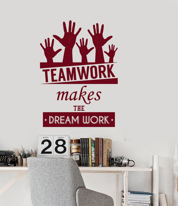 Cool Vinyl Decal Wall Sticker Office Quote Teamwork Makes The Dreamwork Decor Unique Gift (z3955)